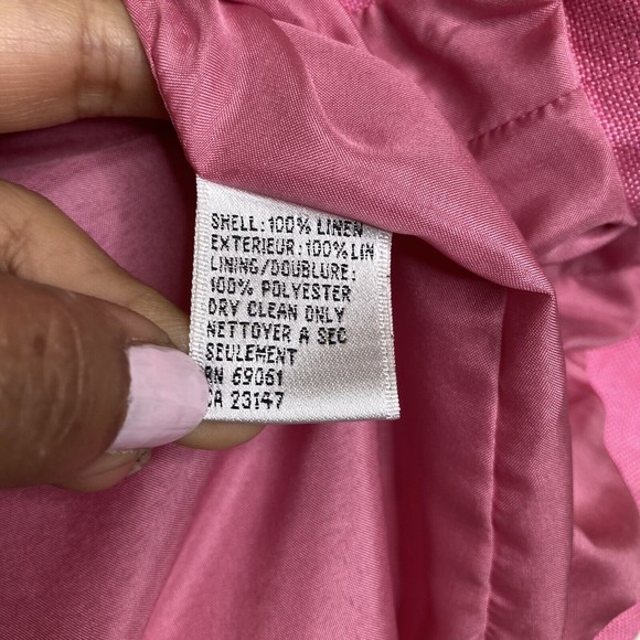 Talbots Womens Pink 100% Irish Linen Buttons Cardigan Jacket Blazer 3/4 Sleeve 2 - Picture 8 of 12